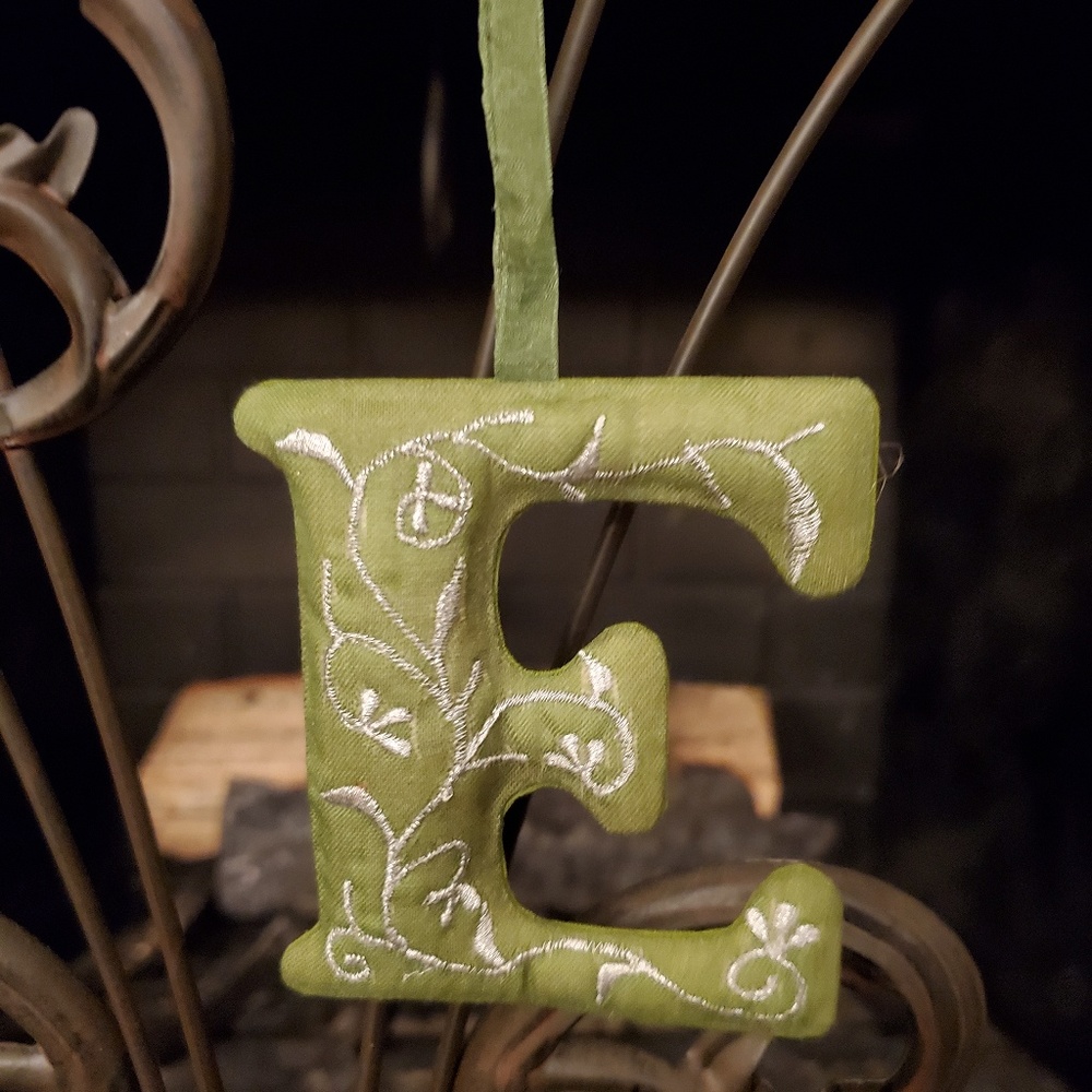 Hand Embroidered Letter Ornament- "E"